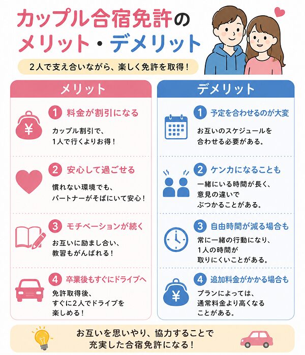 カップル合宿免許のメリット・デメリット