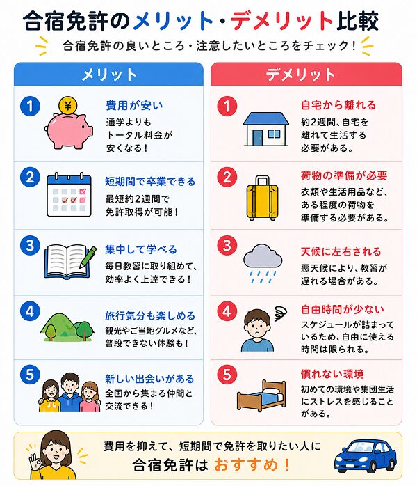 合宿免許のメリット・デメリット