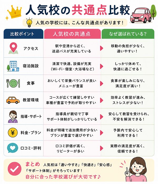 人気校の共通点比較