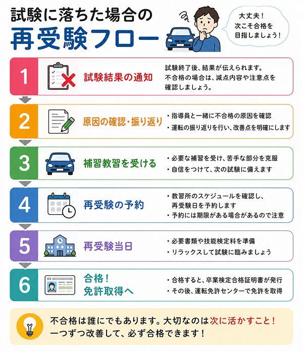 試験に落ちた場合の再受験フロー