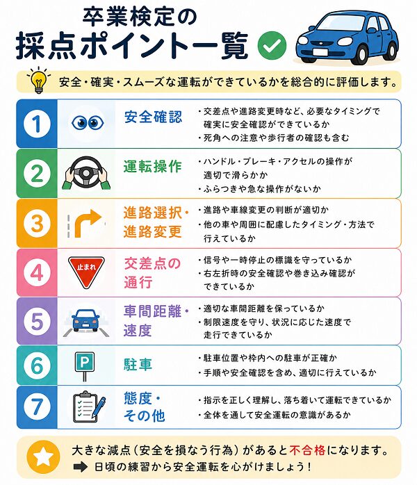 卒業検定の採点ポイント
