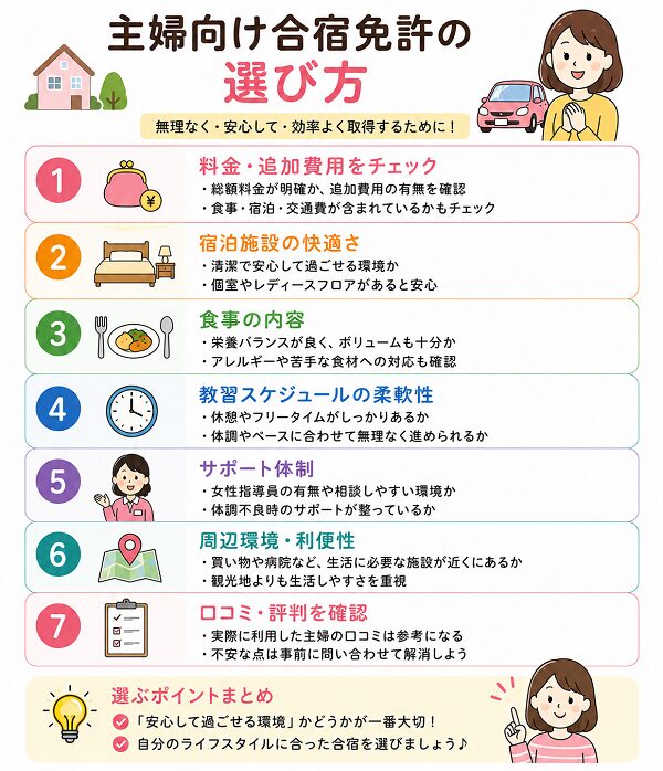 主婦向け合宿免許の選び方