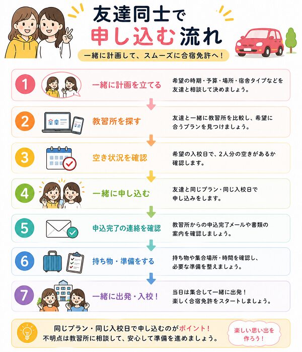 友達同士で申し込む流れ