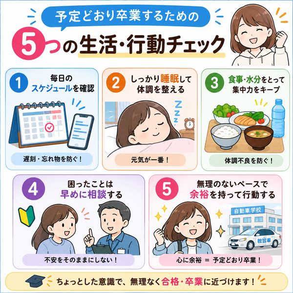 予定どおり卒業するための5つの生活・行動チェック