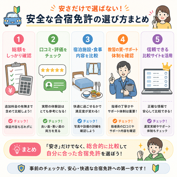 安さだけで選ばない!安全な合宿免許の選び方まとめ