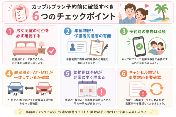 カップルプラン予約前に確認すべき6つのチェックポイント