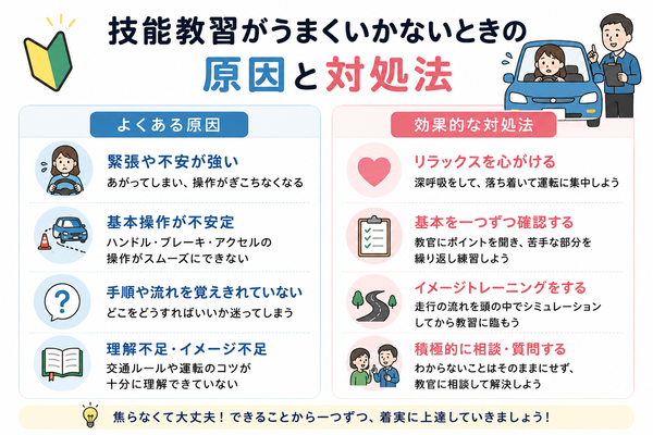 技能教習がうまくいかないときの原因と対処法