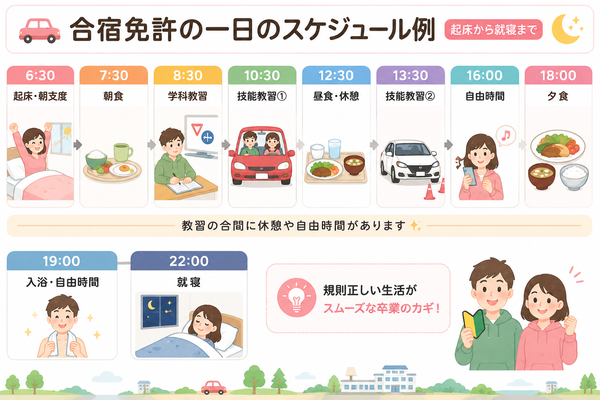 合宿免許の一日のスケジュール例【起床から就寝まで】