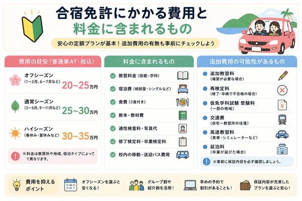 合宿免許にかかる費用と料金に含まれるもの