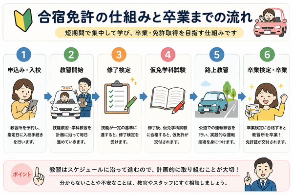 合宿免許の仕組みと卒業までの流れ