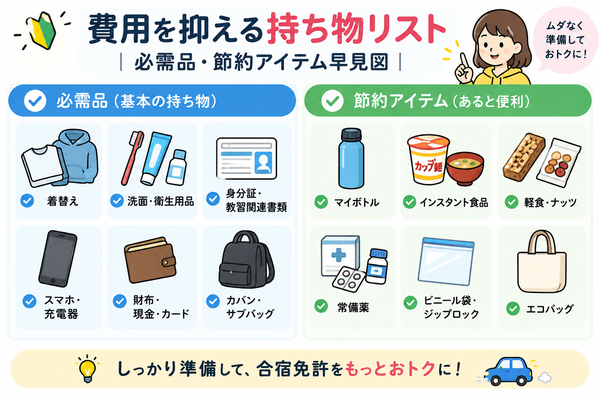 費用を抑える持ち物リスト|必需品・節約アイテム早見図