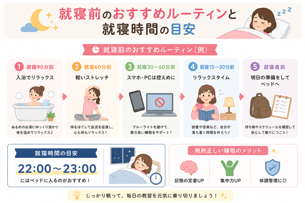 就寝前のおすすめルーティンと就寝時間の目安