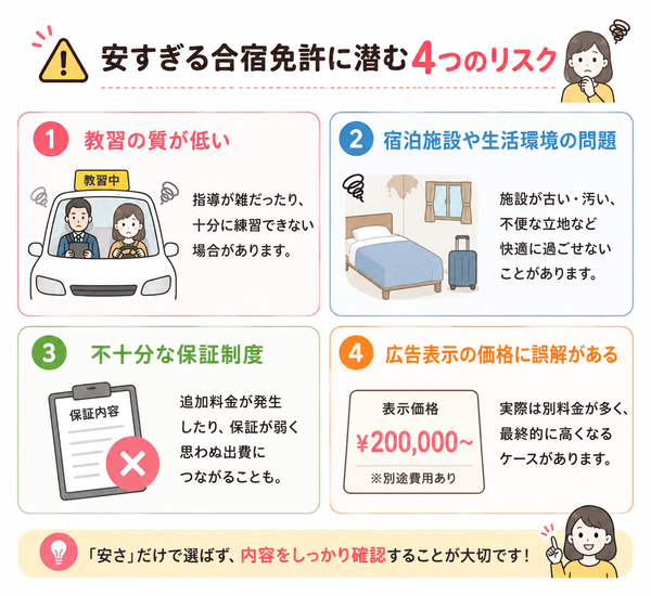 安すぎる合宿免許に潜む4つのリスク