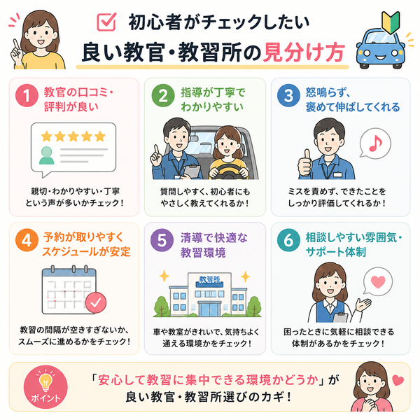 初心者がチェックしたい「良い教官・教習所」の見分け方